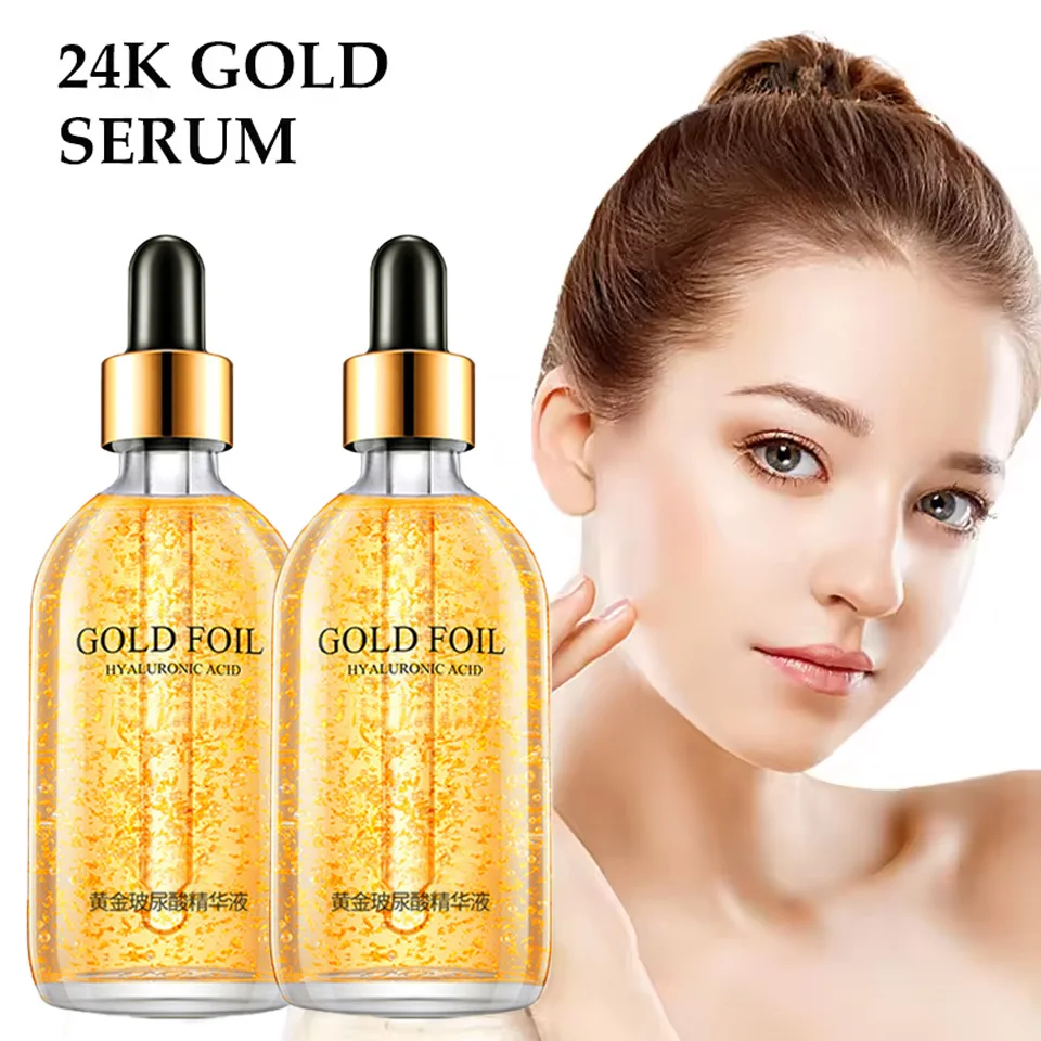 24k ouro ácido hialurônico soro para rosto anti-rugas anti-envelhecimento brilho hidratante cuidados com a pele soro facial essência cuidados com o rosto