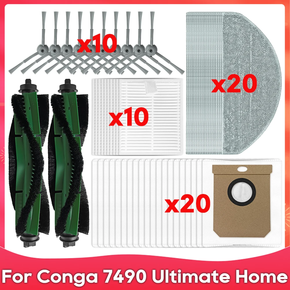 Fit For ( Conga 7490 Ultimate Home X-Treme Genesis / 8490 Ultimate Ultra Power Home ) Part Accessory Brush Filter Mop Dust Bag