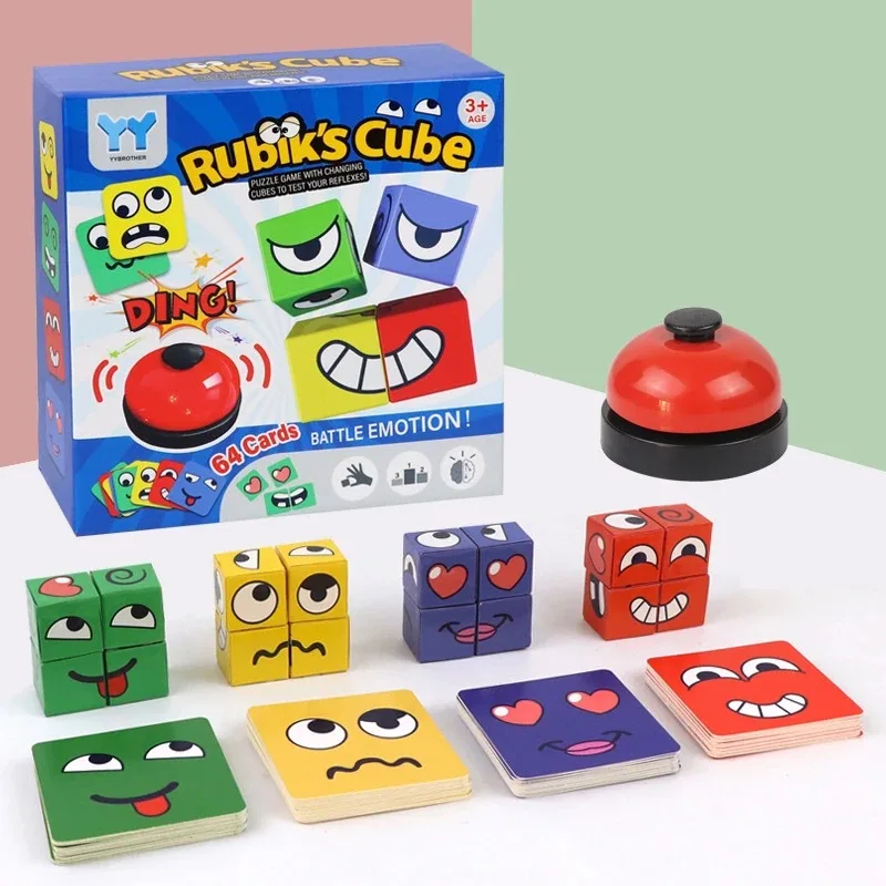 Kinder Gesicht Ändern Ausdruck Puzzle Bausteine Montessori Cube Tisch Spiel Spielzeug Frühen Pädagogisches Spielzeug für Kinder Geschenke