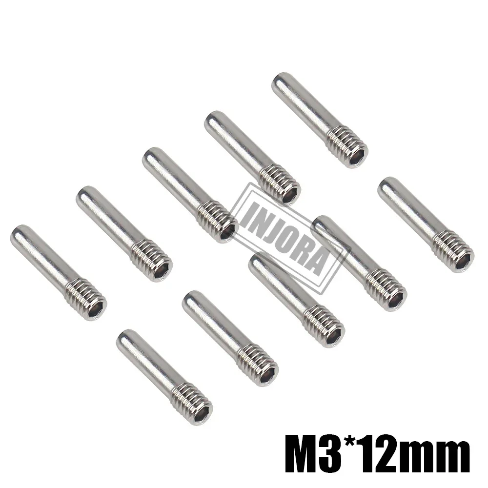 INJORA 10 Chiếc Đồng Hồ Thép Không Gỉ M3 M4 Không Đầu Lục Giác Driveshaft Vít Chân Cho 1/10 RC Xe Bánh Xích