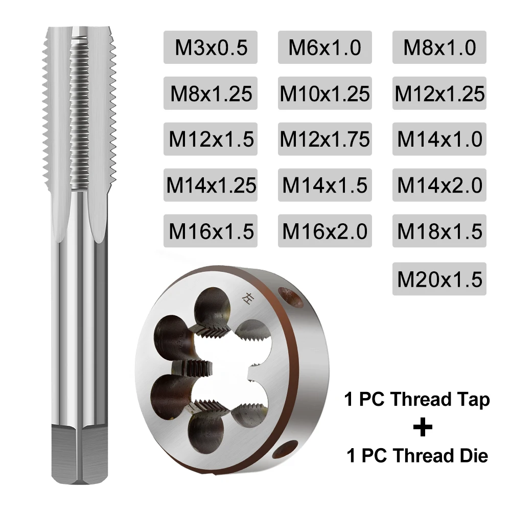 XCAN 2 Chiếc M3 M6 M8 M10 M12 M14 M16 M18 M20 Tay Trái Máy Tập Và Chết Bộ Hệ Mét vít Ren Vòi Nước Máy Khoan Cắm Vòi Chết