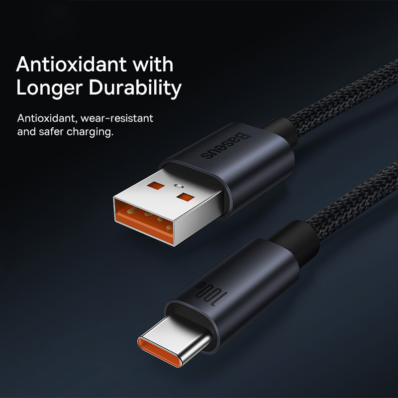 Kabel Baseus USB typu C do Xiaomi POCO Samsung Huawei 100W Szybka ładowarka USB C Kabel do transmisji danych typu C do Realme OPPO