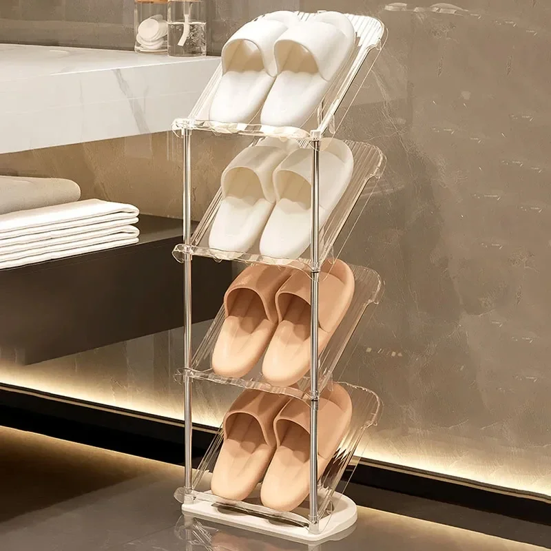 ใหม่โปร่งใสชั้นวางรองเท้าทนทานและทนทาน STACKABLE Multi-Layer ชั้นวางรองเท้านิตยสาร Rack Home รองเท้าจัดเก็บ