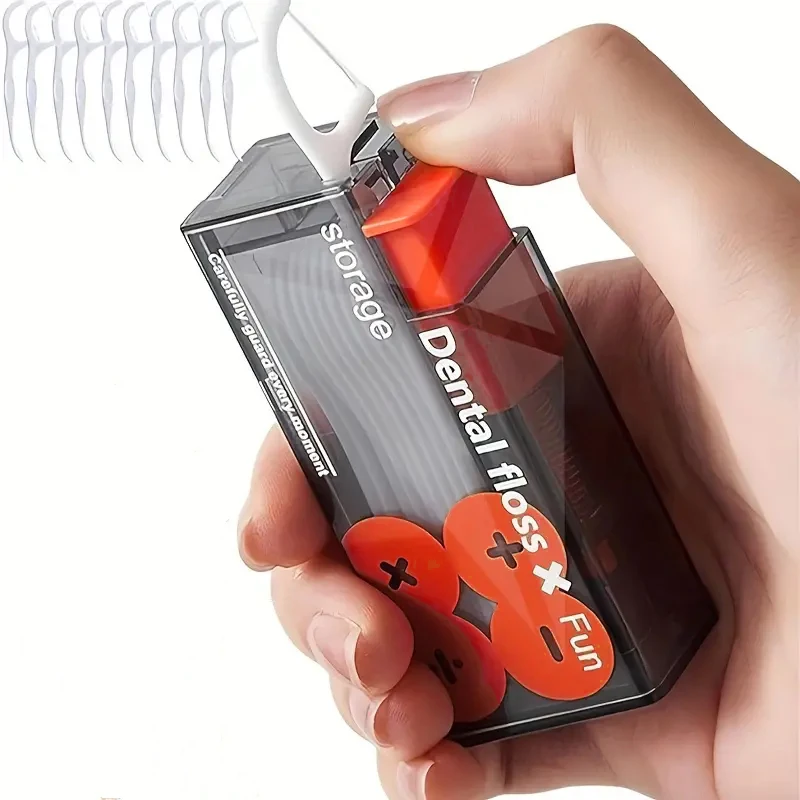 10 pezzi Mecha specchio antivento scatola di filo interdentale portatile pop up automatico 10 pezzi mini scatola di immagazzinaggio di filo interdentale trasparente organizzatore di filo interdentale per igiene orale