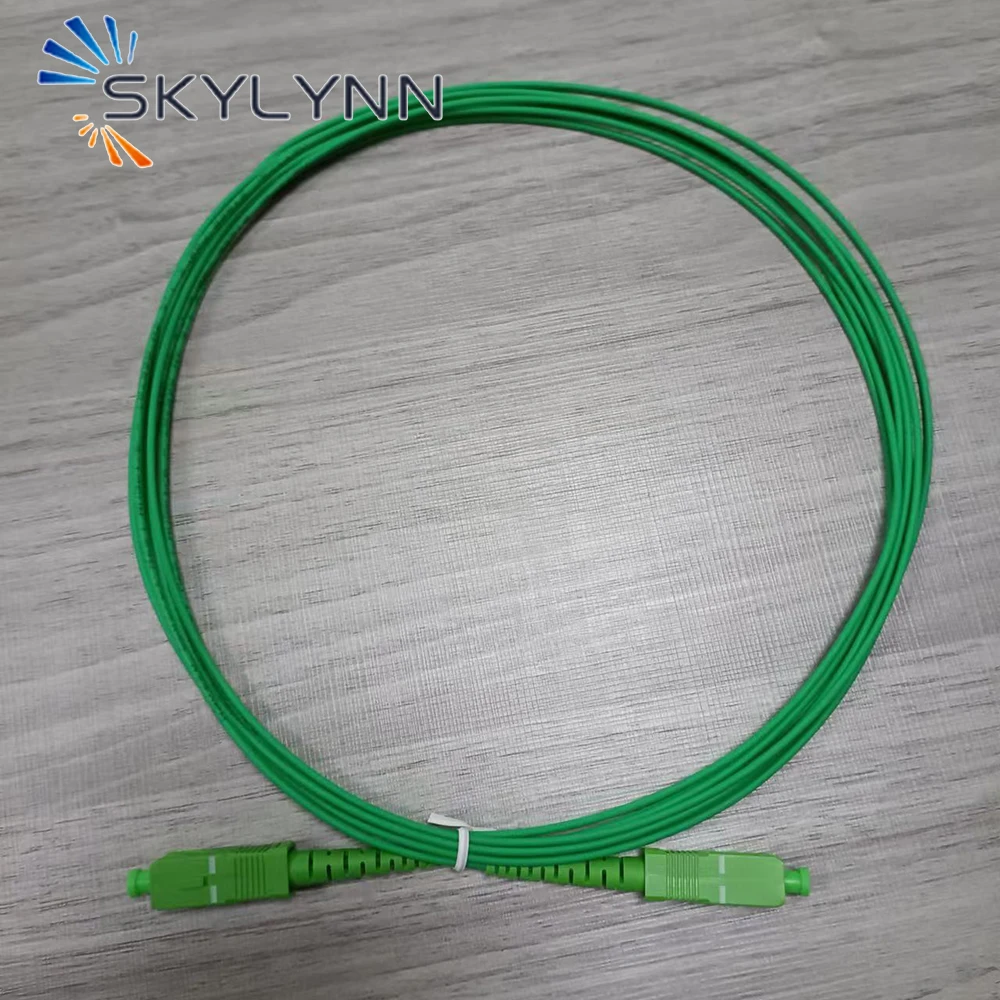 Personalizado 100 Uds SC/APC-SC/APC modo único G657A2 núcleo Simplex 1,6mm de diámetro Cable de conexión de fibra óptica chaqueta LSZH verde 3,5 M