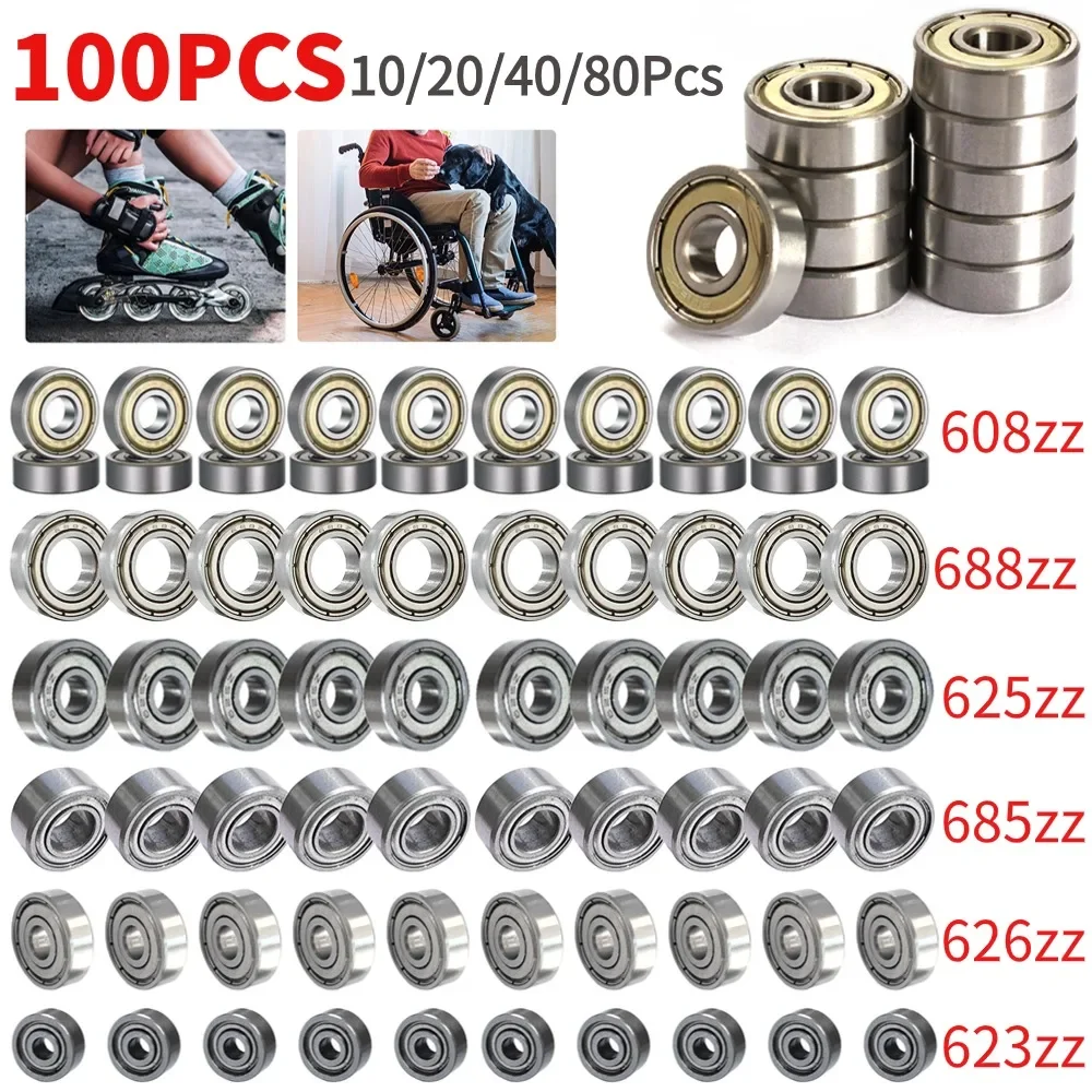 Rodamientos de bolas de piezas para monopatín, pieza de acero de carbono con ranura profunda, 10-100, 608zz, 623zz, 625zz, 626zz, 685zz, 688zz, 608zz