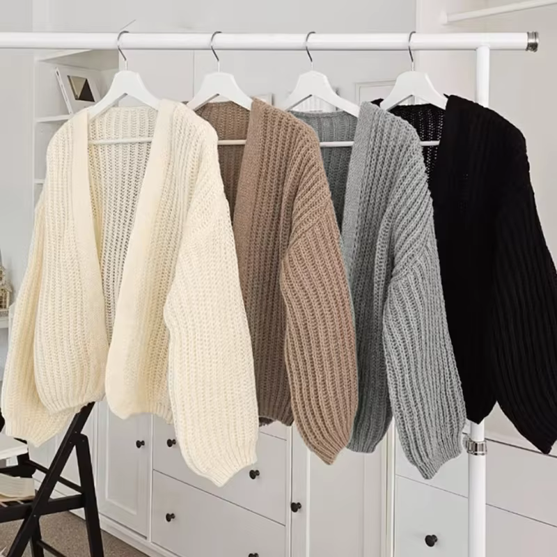 Feminino y2k vintage harajuku lanterna manga cardigan camisola casual coreano outono streetwear topos casaco chique vento preguiçoso camisola