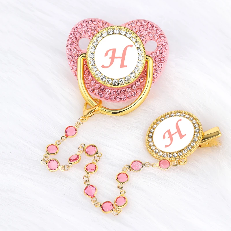 เจ้าหญิง Baby Pacifier คลิปโซ่ 26 ตัวอักษรทารกแรกเกิด Dummy Soother Baby Shower ของขวัญซิลิโคน BPA ฟรีทารก Teether จุกนม