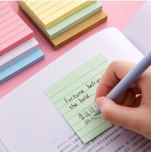 100 Sheets Full Stick Color Sticky Notes Pads Ins Style Memo Notepad Stationery for School Office Message Stickers Posted It