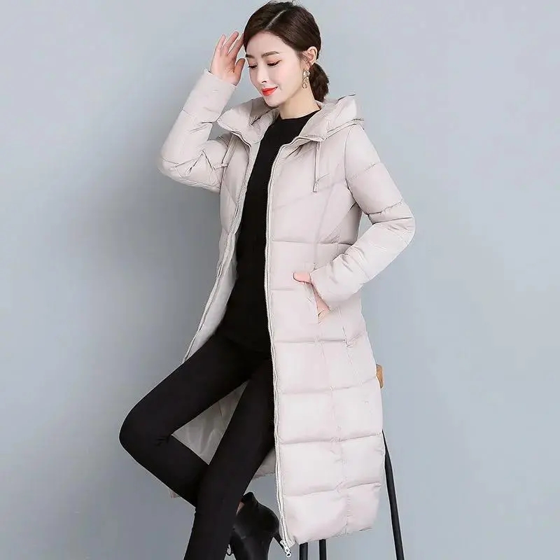 Women Jacket Windproof Rainproof Thick Warm Long Puffer Coat White Female Basic Snow Overcoat Winter Parkas Hooded Down Cotton