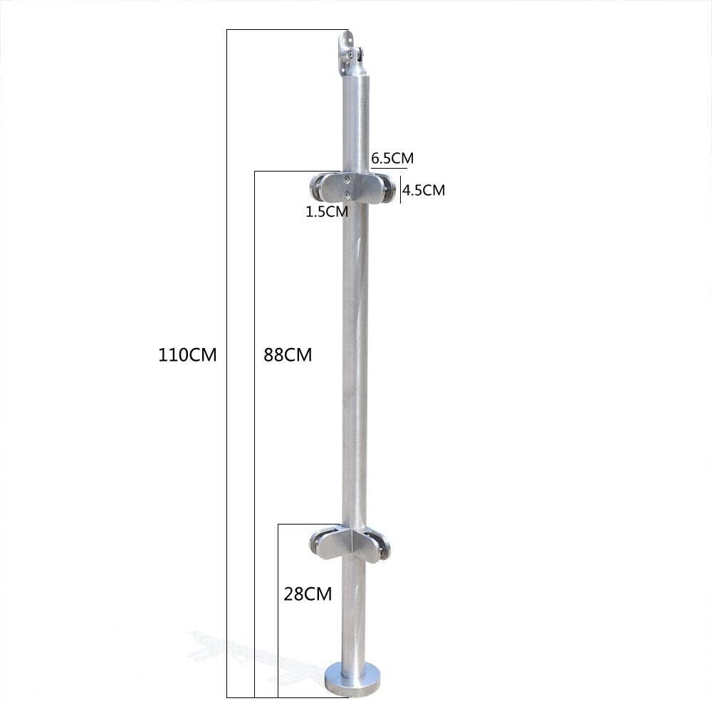 Poteaux de garde-corps en acier inoxydable, 110 cm, clôture de haute qualité avec pinces à verre, Applicable 8 ~ 12 mm verre/bois