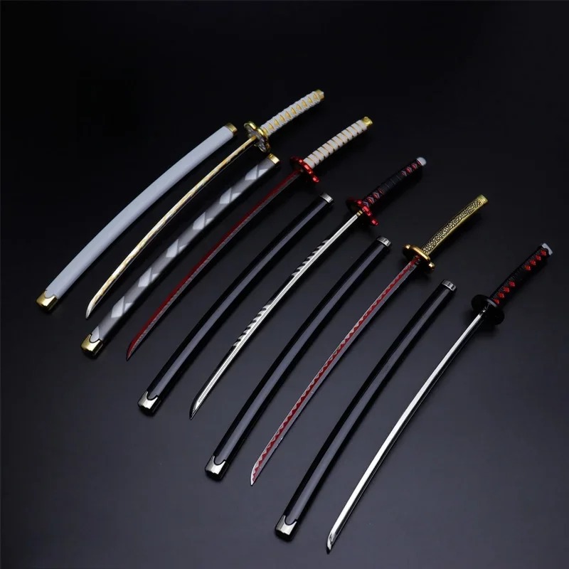 25 centimetri Demone Slayer Katana Spade Della Lega Kimetsu No Yaiba Spada di Formato Reale Anime Giapponese Samurai Cosplay Puntelli Decorazione Della Casa