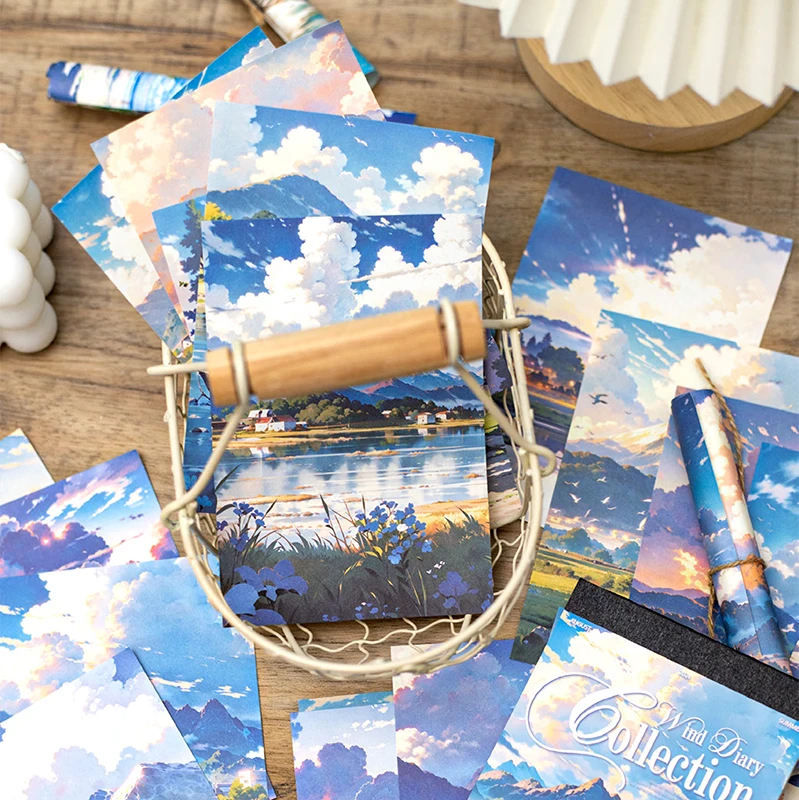 Mr. Paper, Anime Style Castle Beach Material Paper, Scrapbook Notebook Diary Photo Frame Decorative Card Paper, 50 Sheets/book