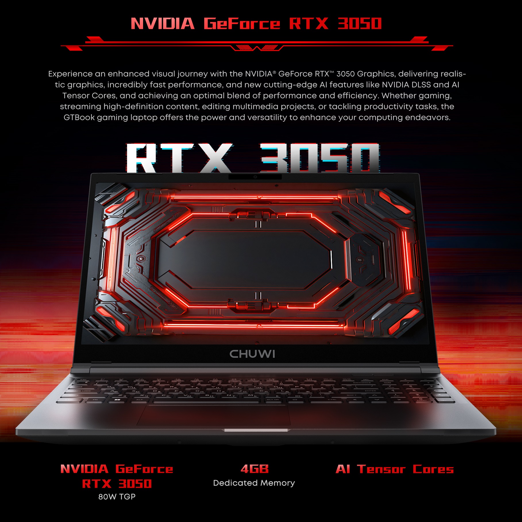 월드 프리미어 CHUWI GTBook i5-12450H RTX 3050 게이밍 노트북 15.6인치 FHD 화면 16GB 램 512GB SSD 메탈 바디 전용 노트북