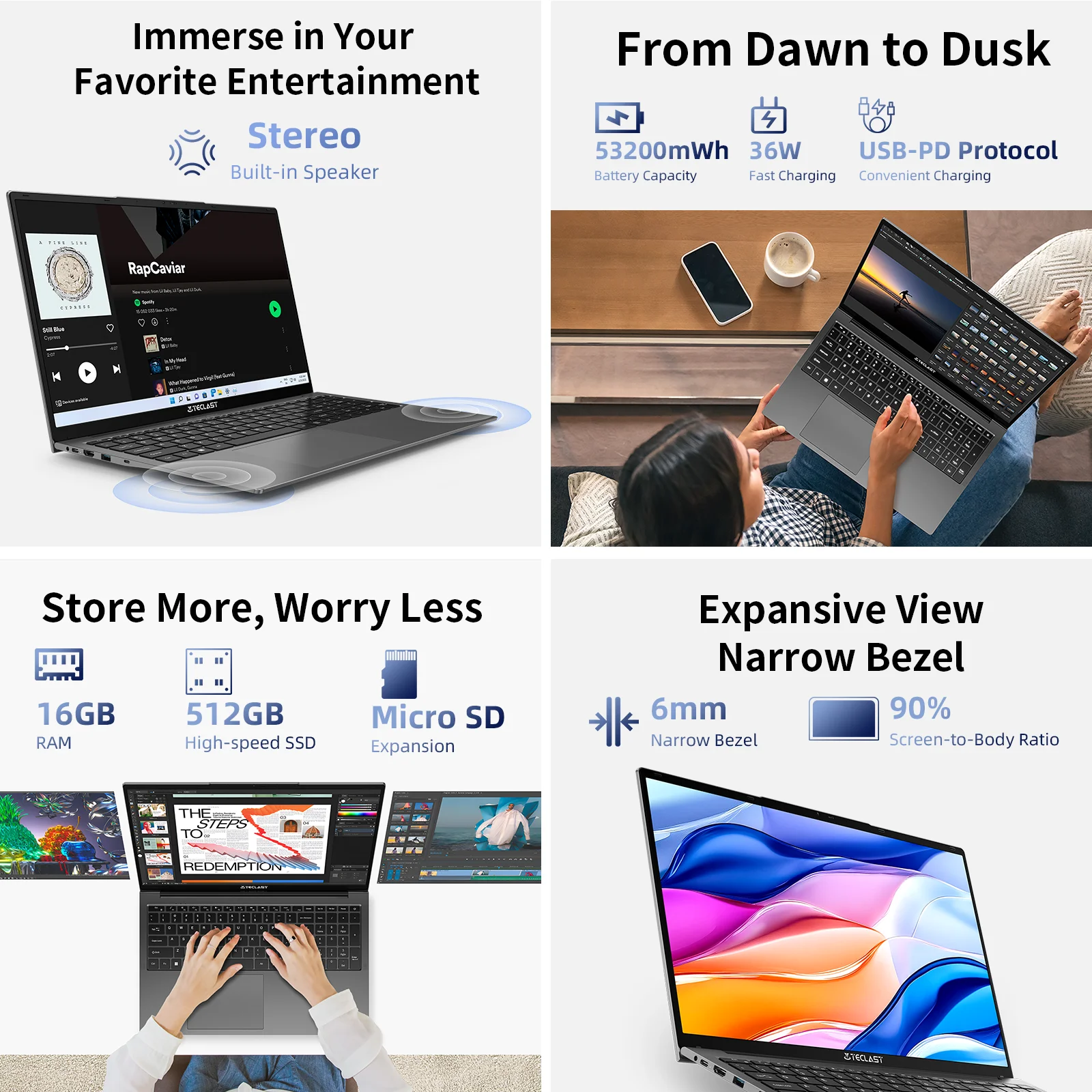 Teclast F17Plus 17,3-Zoll-Laptop Intel N95 16 GB RAM 512 GB SSD Windows 11 Notebook 180 °   Flip-Computer-Tastatur mit Hintergrundbeleuchtung Mini-HDMI