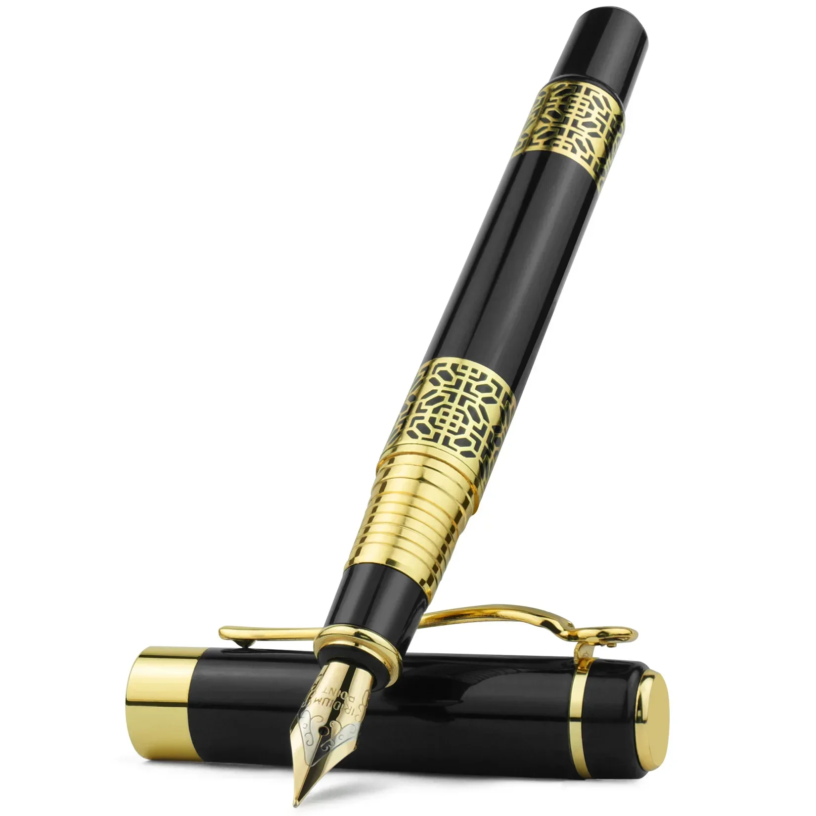 Caneta tinteiro de metal retrô f nib design clássico com conversor de alta qualidade para escrita de negócios material escolar de escritório papelaria