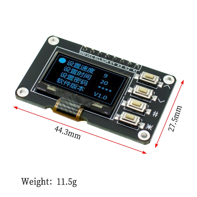 0.96inch OLED Display IIC White/Blue 12864 with 4 Buttons OLED Display  SSD1315 OLED I2C Display DC 3.3V