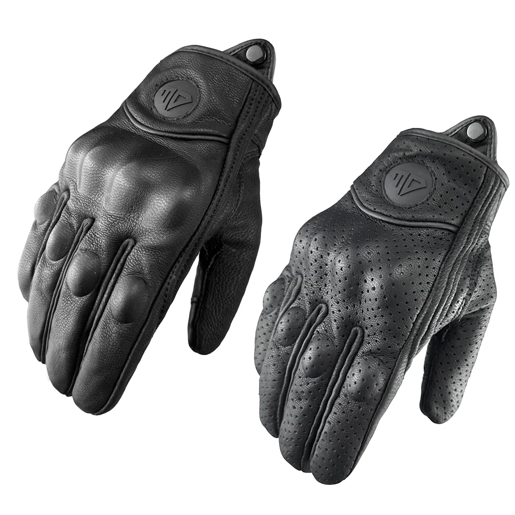Luvas da motocicleta das mulheres dos homens moto couro ciclismo luva moto atv motor s 3xl proteção de bicicleta quatro estações primavera outono