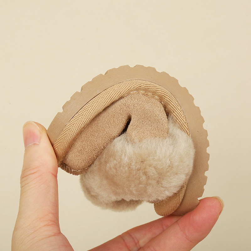 Kleine Kinder Schneeschuhe solide warme flache Jungen Mädchen Echt leder böden Winters chuhe mit dicken Plüsch Kleinkind Freizeit schuhe