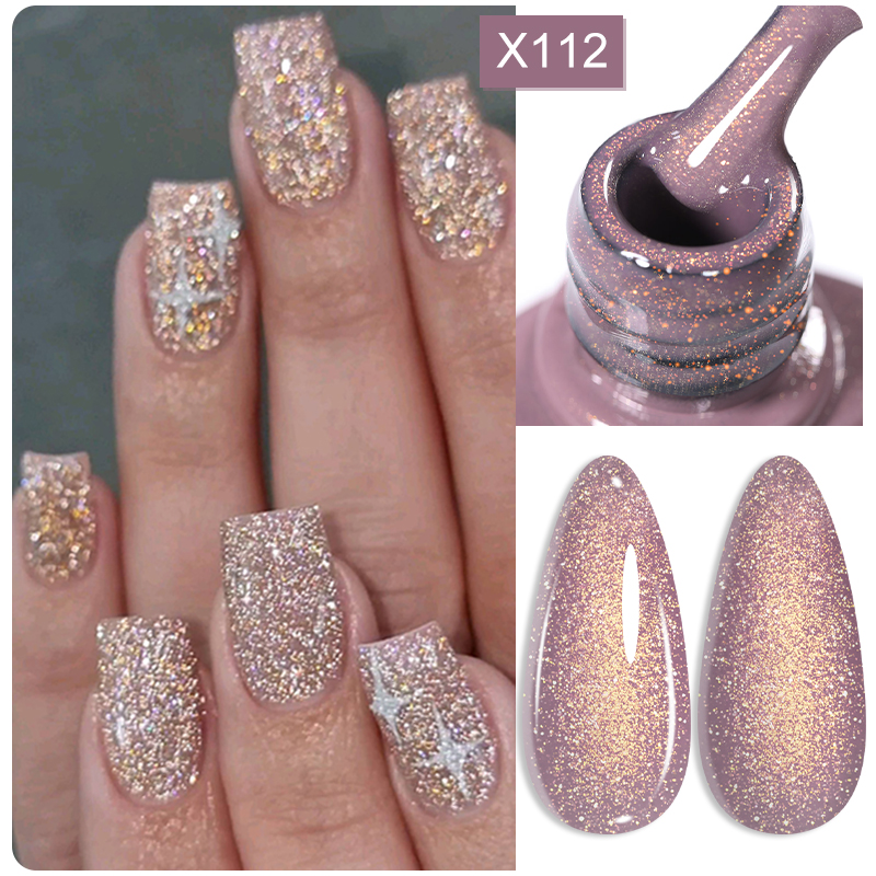 LILYCUTE 7ml Sparkling Glitter Sequins Gel Nail Polish 125 Colors Shining Colorful Long Lasting Manicure Nail Art UV Gel Varnish