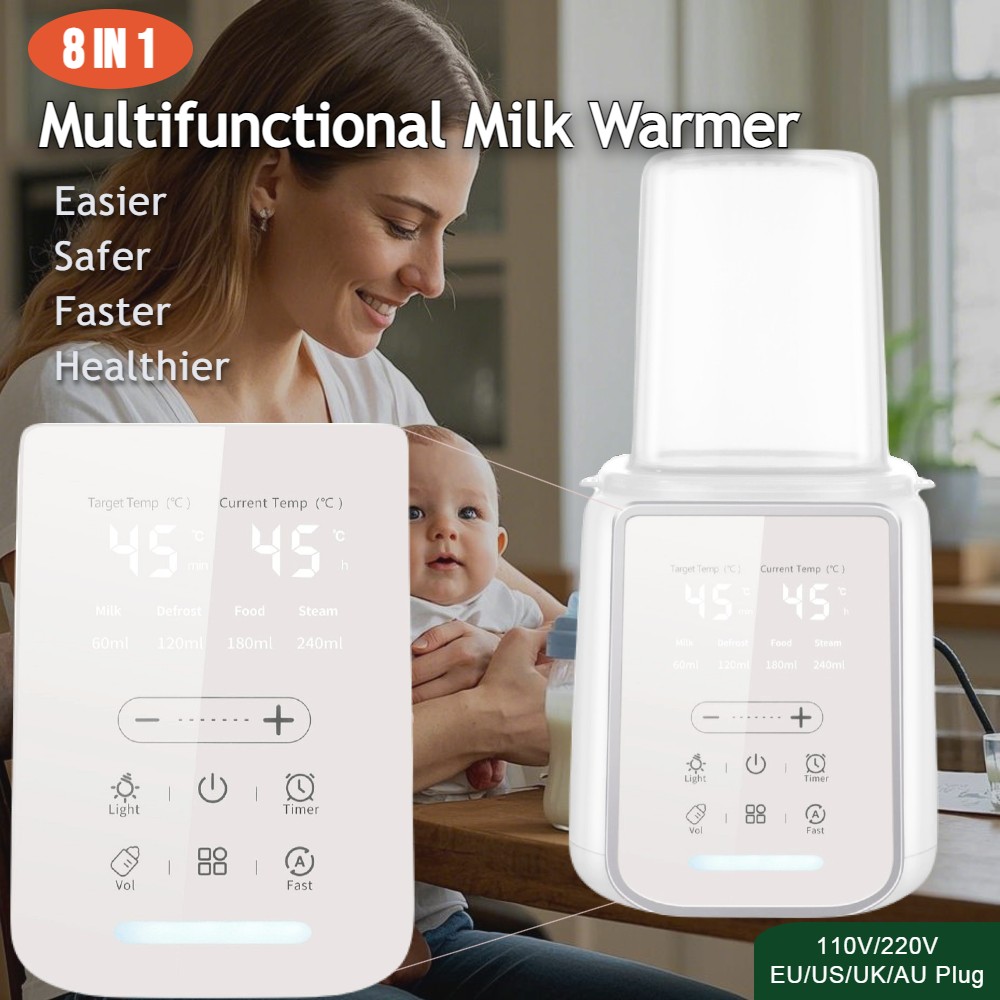 8In1 multifunctionele moedermelkverwarmer pasgeboren babyflessenwarmer sterilisator Nauwkeurige temperatuurregeling Universele flessenverwarmer