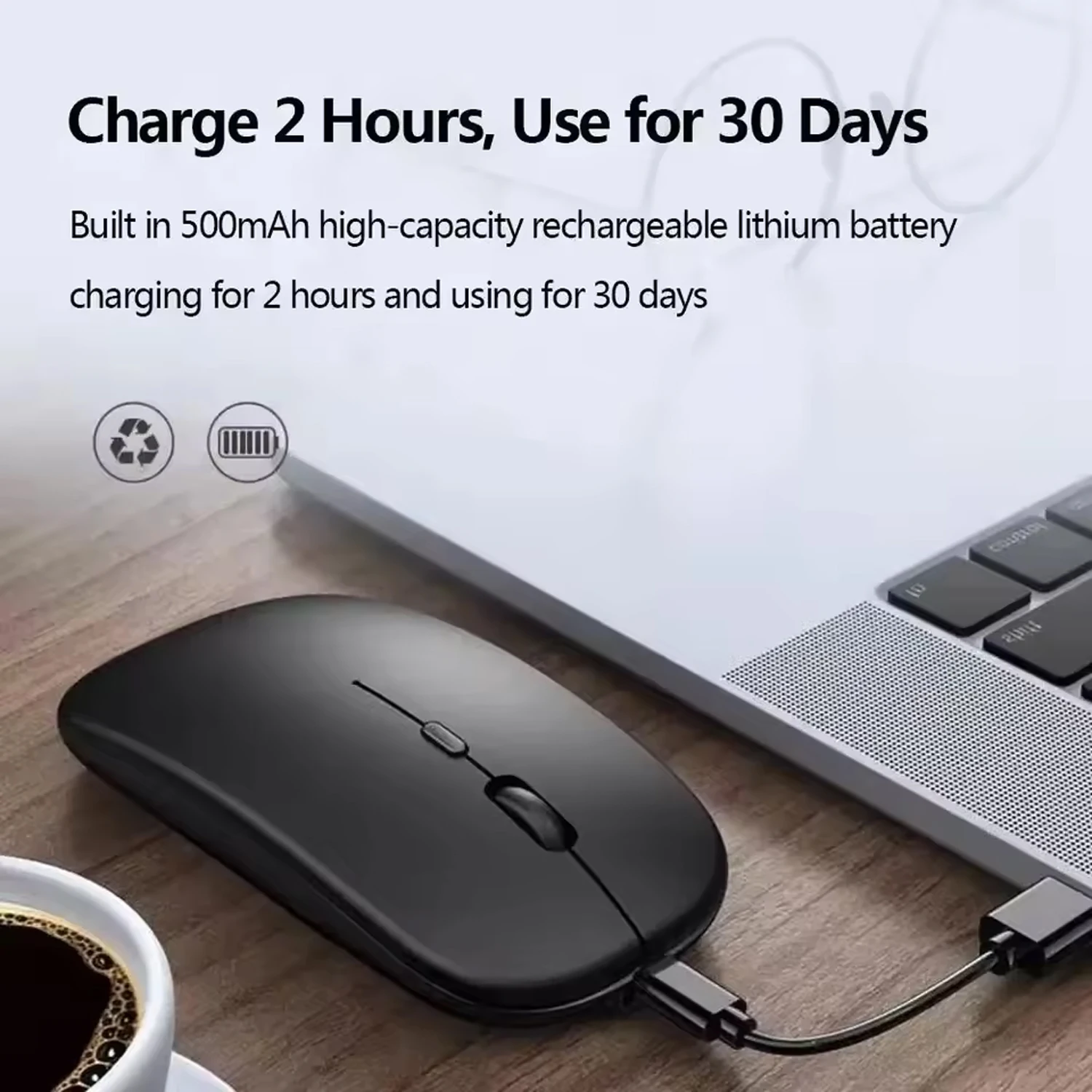 2025Nuevo ratón inalámbrico recargable compatible con Bluetooth 2,4 GHz modos duales ratones de ordenador con Nano receptor para PC portátil
