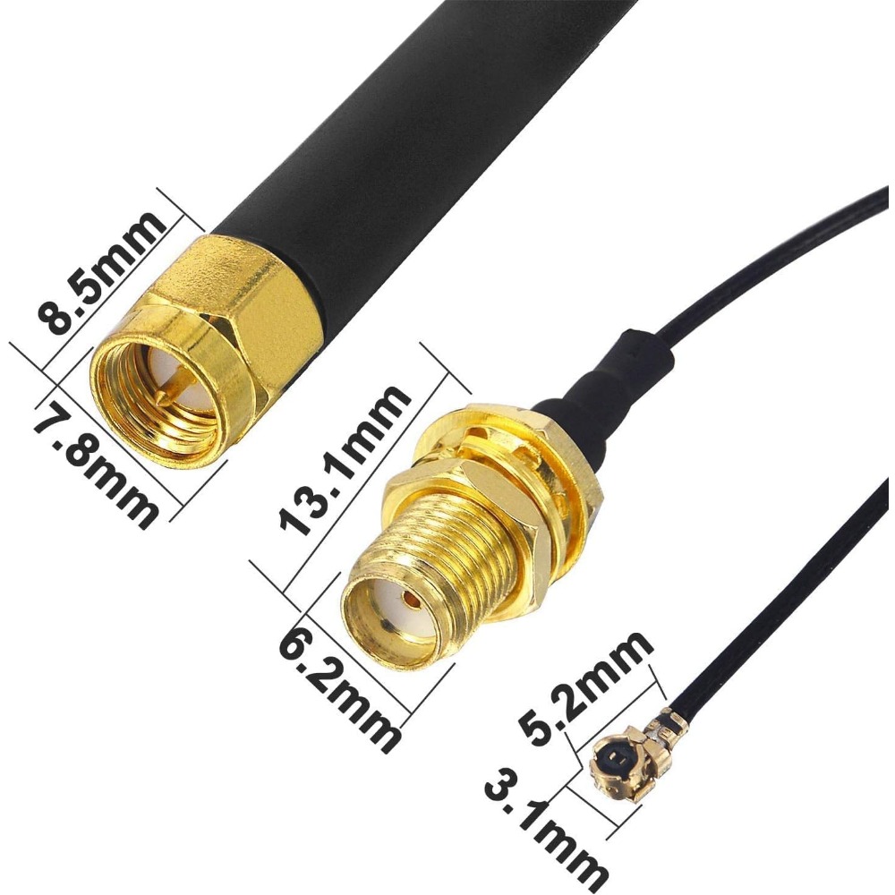 4 Uds antena LoRa 868MHz 915MHz 3DBI con conector U.FL I-P-E-X-1 a SMA para placa Lora ESP32 Lora32u4 II WiFi Lora32 15cm