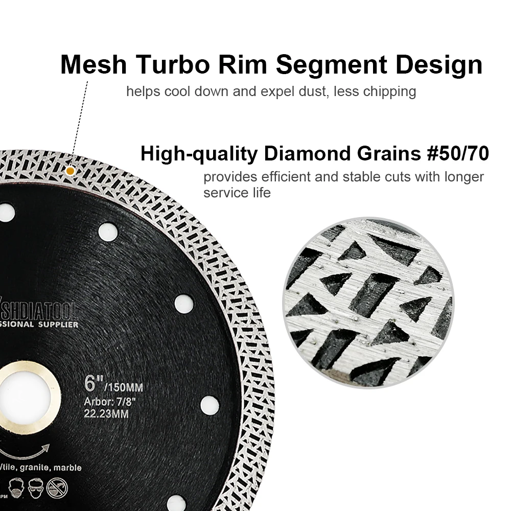 SHDIATOOL 1Pc 4/4.5/5/6/7/9 "Lưỡi Cưa Kim Cương Ép Nóng Thiêu Kết Lưới Turbo Đá Cẩm Thạch Đông Ninh Gạch Gốm kim Cương Đĩa Cắt
