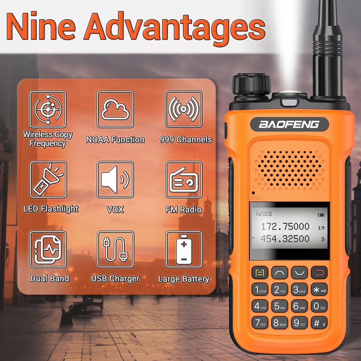 Baofeng UV-10R Pro Walkie Talkie Typ-C Ladegerät Drahtlose Kopierfrequenz VHF UHF Handheld Zweiwegradio 999CH Für Reisen Angeln