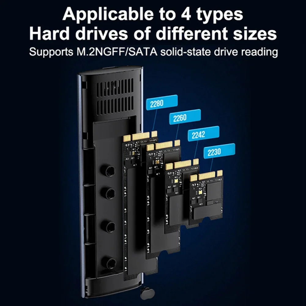 Caja M.2 NGFF SATA SSD USB tipo C caja de disco duro externo transparente herramienta gratis adaptador de carcasa de 5Gbps para 2230 2242 2260 2280