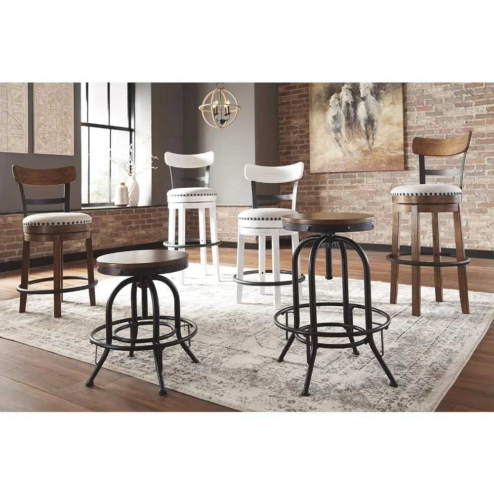 Signature Design by Ashley Valebeck Industrial Pub Height 29.75" Swivel Bar Stool, 2 Count, Brown & Black
