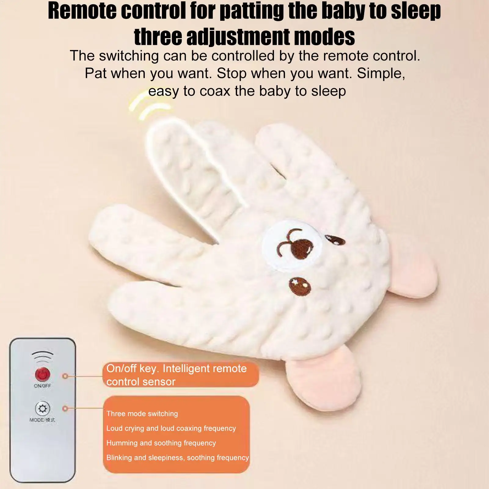 Almohada automática ajustable para dormir para bebés, prevención de morderones, palmas relajantes, Control remoto, ayuda para dormir para bebés de 0 a 3 años