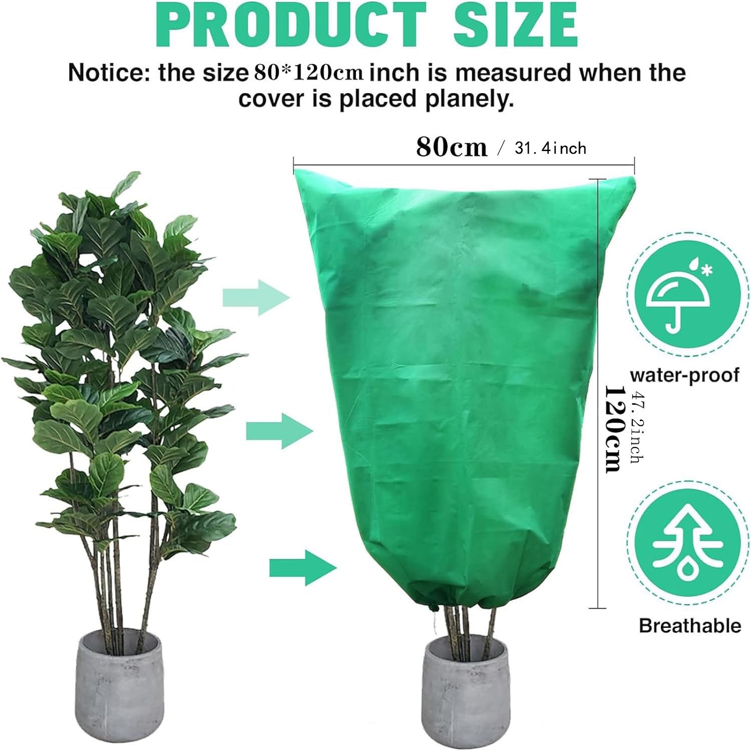 Borsa protettiva invernale contro il congelamento per piante da giardino con cerniera e coulisse traspirante