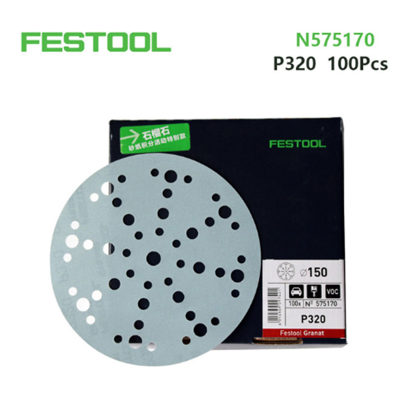 Lixa seca alemã original festool granada 6 "48 poços disco lixa p80 p120 p180 p240 p320 p400 p500 mesa 150m