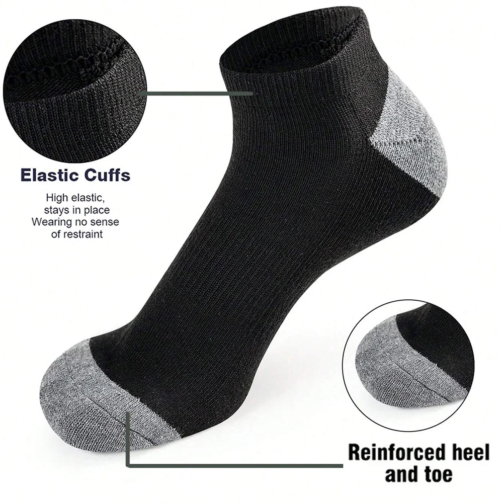 10 pares de calcetines cómodos y transpirables que absorben el sudor a prueba de olores calcetines de Color sólido de corte bajo adecuados para actividades al aire libre