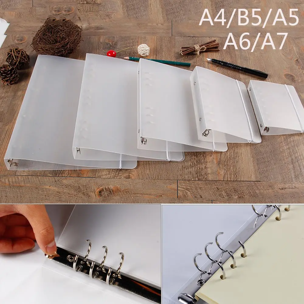 Matte Transparent A4/B5/A5/A6/A7 Loose-Leaf Notebook Case Ring Binder Notebook Shell File Folder Office School Supplies