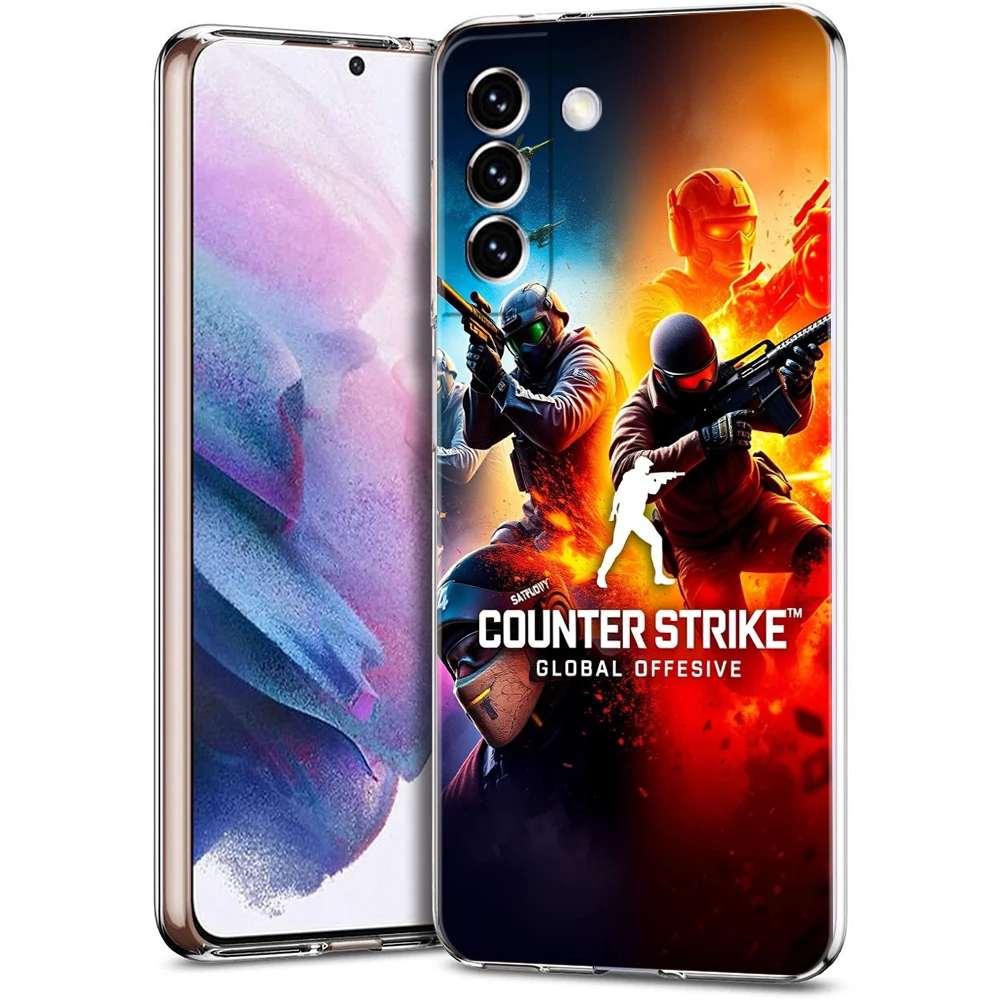 Casing Ponsel Transparan untuk Samsung Galaxy S25,S24,S23,S22,S20,S21,FE,Ultra,S10,S10E,S9,Plus Game Counter Strike CS GO Lembut