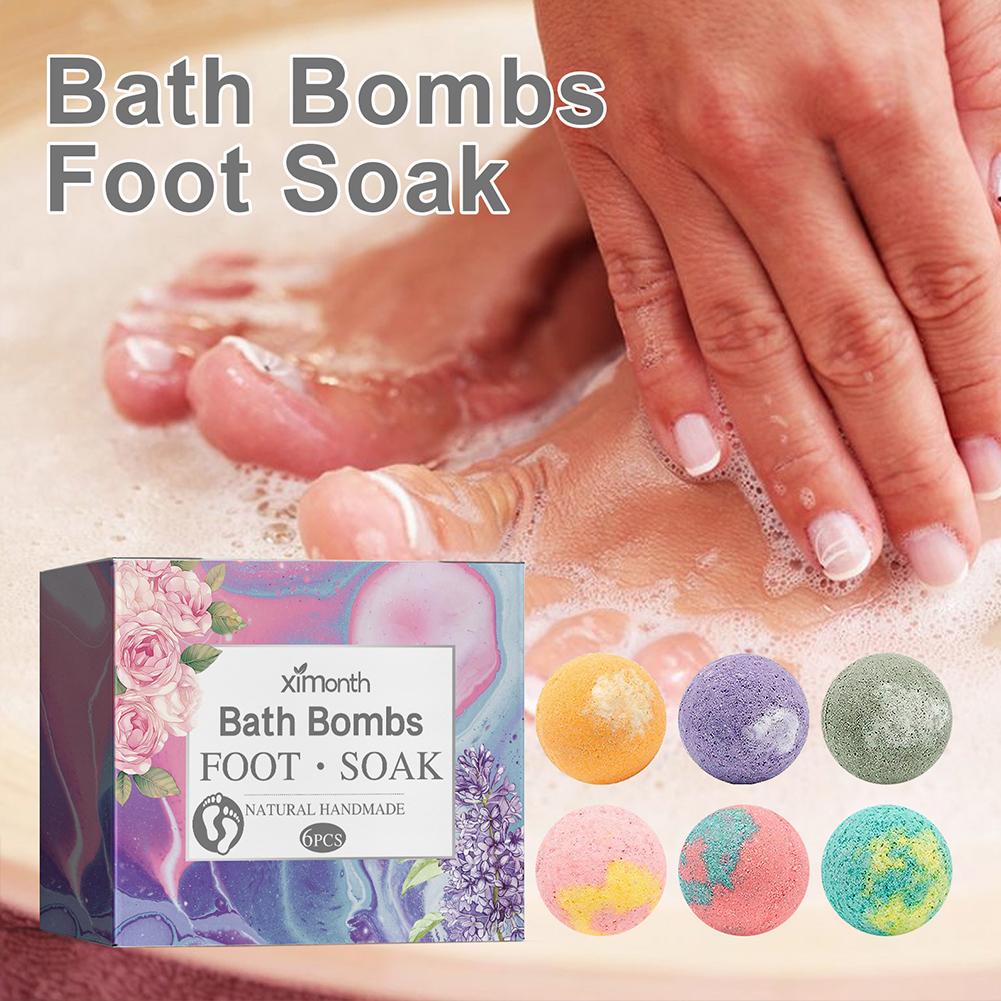 6Pcs /box Herbal Essential Oil Bubble Bath Ball Bathing Organic Spa Bath Foot Mini Gift Natural Handmad Bath Bombs Ball N6C2