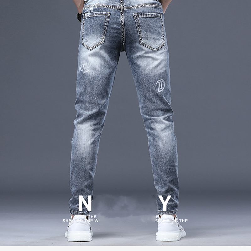 2024 Winter Mens Add Wool Thicken Jeans 남성 프린트 캐주얼 스트레치 플리스 안감 데님 바지 남성 청바지 데일리 클래식 바지