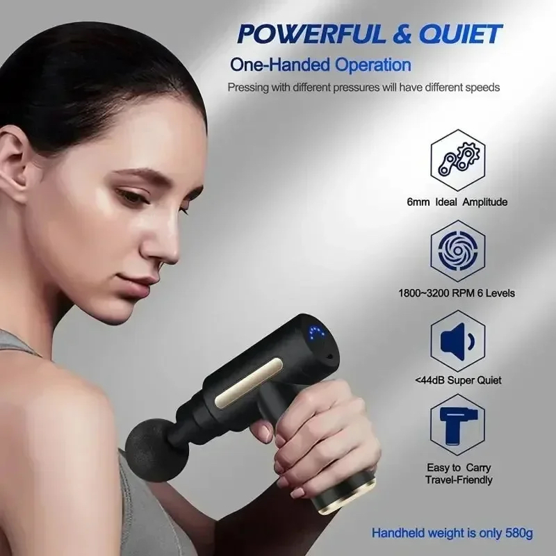New Portable Fascia Massage Gun Deep Tissue Mini Neck Foot Massage Gun Lightweight Adjustable Speed Whole Body Massage Equipment