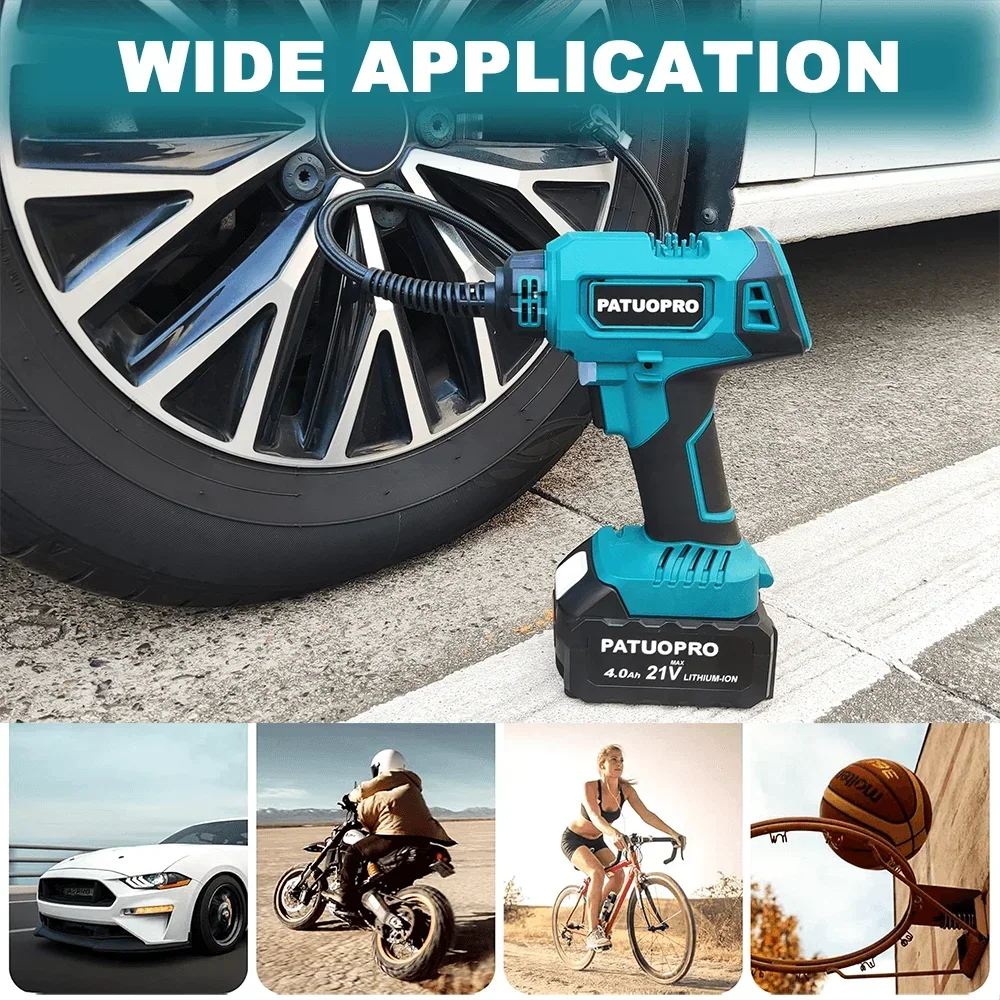 Cordless Electric Air Pump Rechargeable Automatic Car Tire Inflator Portable Home Power Tools For Makita 18V Battery(No Battery)
