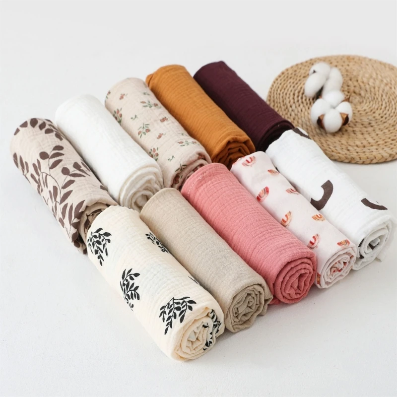2pcs/set Cotton Swaddle Blanket Baby Blanket Floral Print Muslin Diaper Swaddle New Born Crinkle Fabric Baby Born Stroller Cover