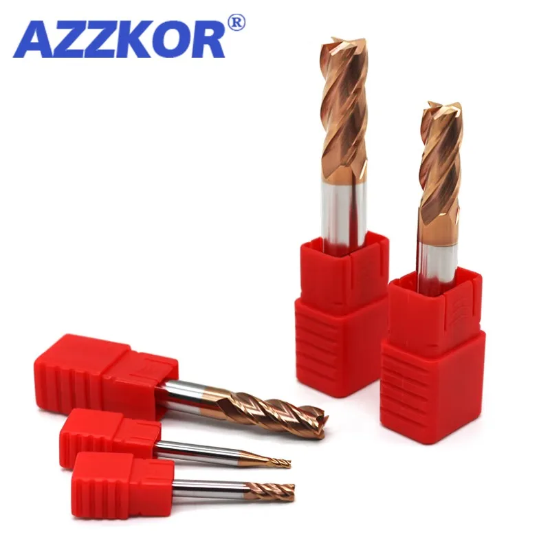 AZZKOR HRC55 4 섕크 밀링 커터, 텅스텐강 카바이드 합금 코팅, CNC 가공 엔드밀용 플랫 엔드 밀, 4 플루트, 10 개