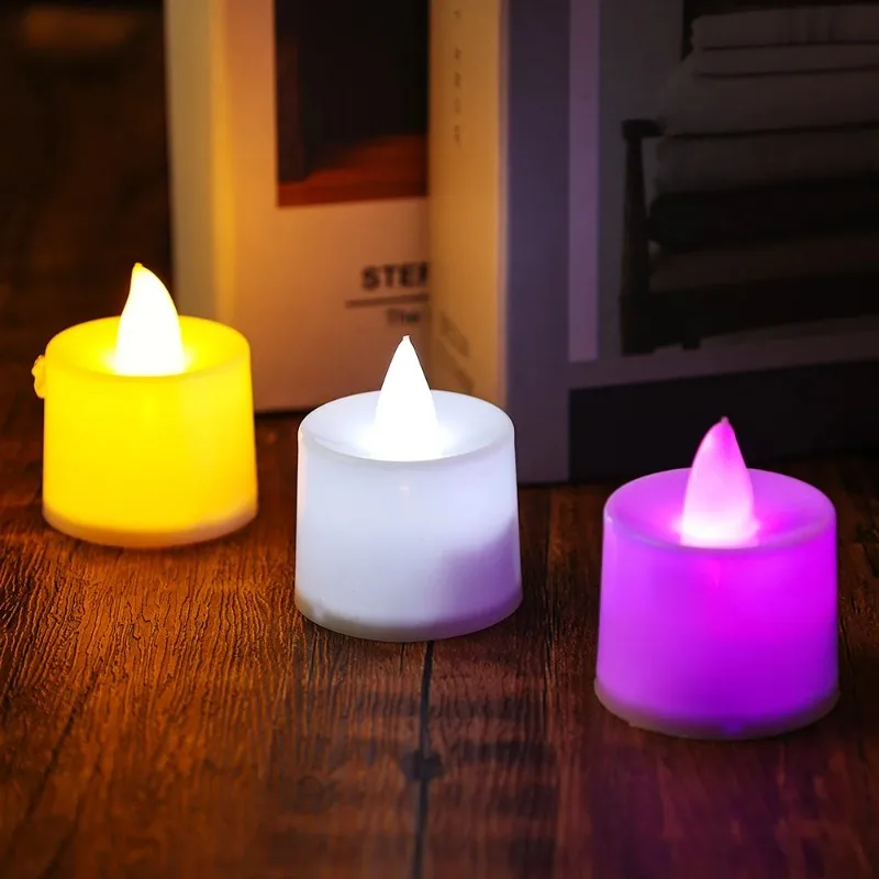 เทียน LED Flameless Creative Wishing LED ชาแสงเทียน Flameless สีขาวบ้านฮาโลวีนคริสต์มาสตกแต่งแสงเทียน
