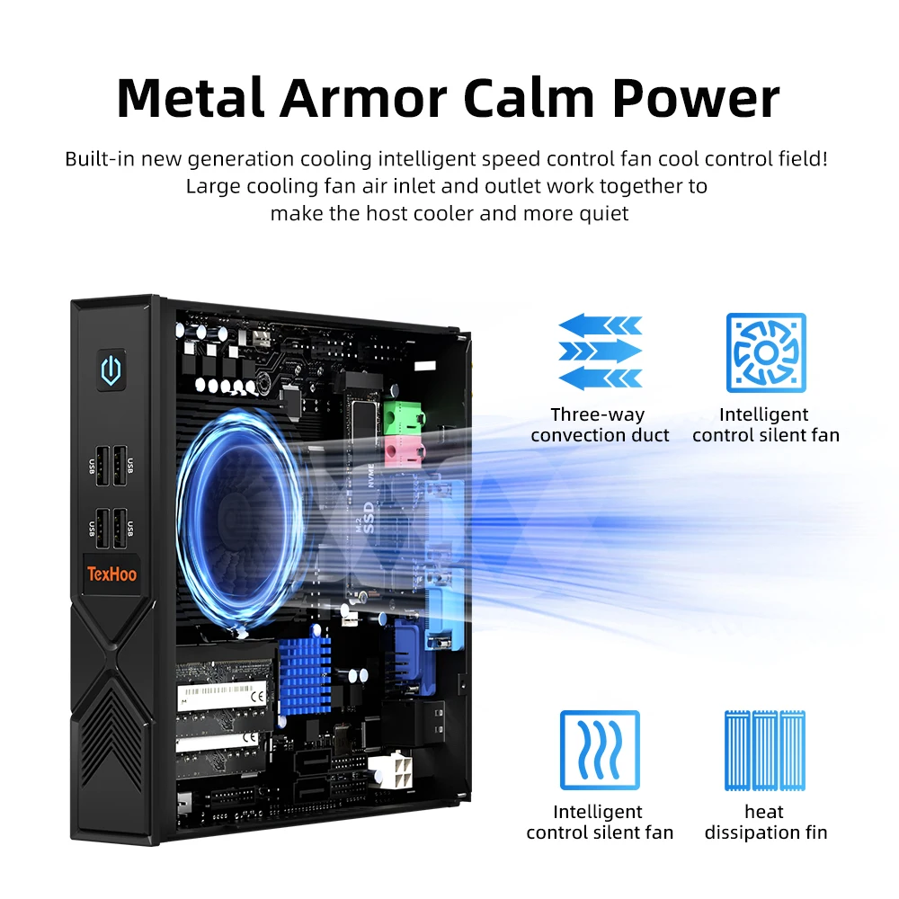 TexHoo Mini PC Computadora para Juegos AMD 6600H 5800H 4600H 5700U  4300U Procesador  Windows 11 Pro DDR4 NVME WIFI6 HDMI VGA