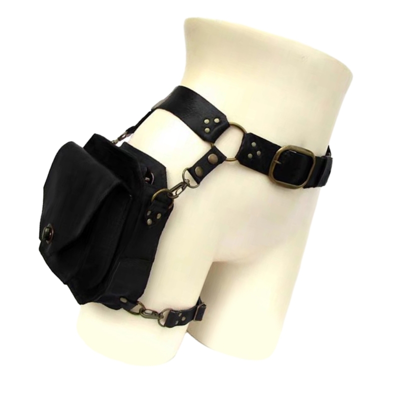 Riñonera Steampunk piel sintética, riñonera para motocicleta, cartera para mujer