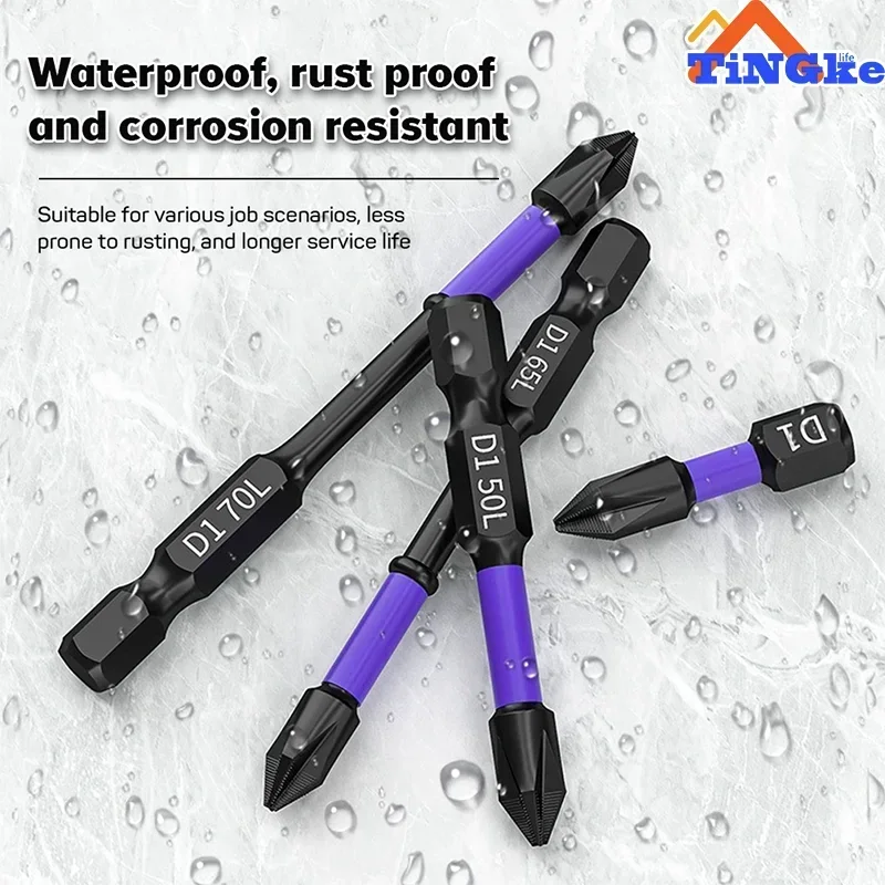 Anti-shock Strong Magnetic Screwdriver Bits D1 High Hardness Batch Head Non-slip Impact Driver Bit Sets for Power Drilling Tools