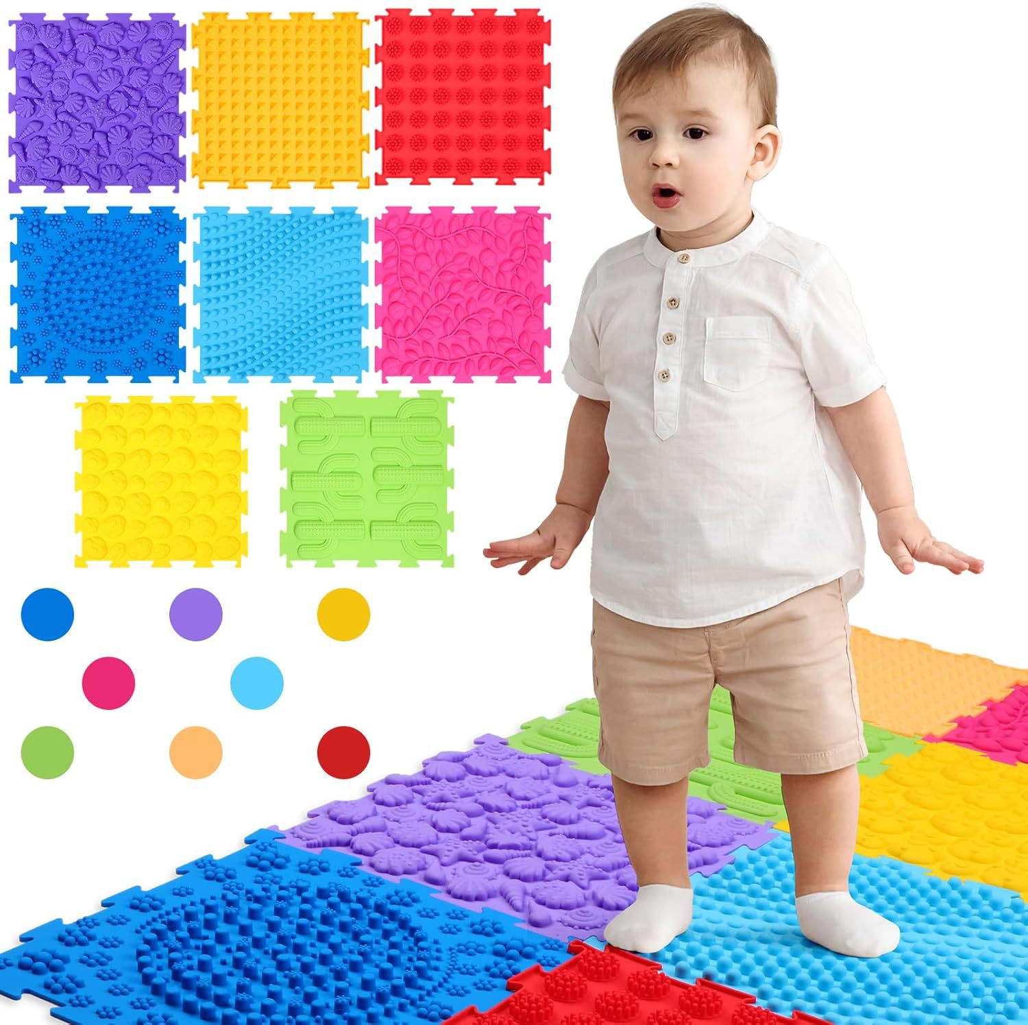 Tapis d'activité de développement précoce pour bébé, intégration sensorielle de la petite enfance, pavé tactile, entraînement rampant, Cognition des couleurs