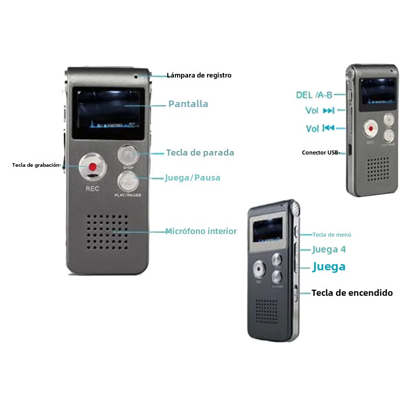 Equipo de caza de fantasmas paranormal Grabadora digital EVP activada por voz USB US 8GB (negro)