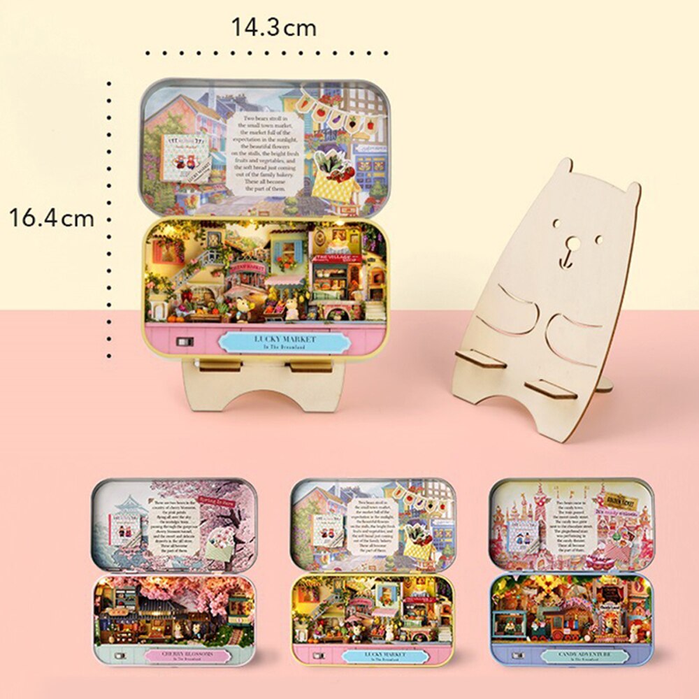 Dolhouses木製dolhouses手作り面白いボックス劇場ミニチュアボックスかわいいドールハウス組み立てキットクリエイティブギフト木製おもちゃ女の子のため